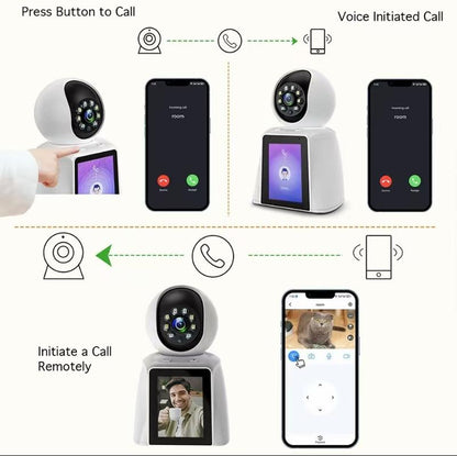 WAKADO 2K Video Call Security Camera Indoor, 2-Way Video, One-Touch Call, 360° Camera, Wifi Security Camera for Home Security