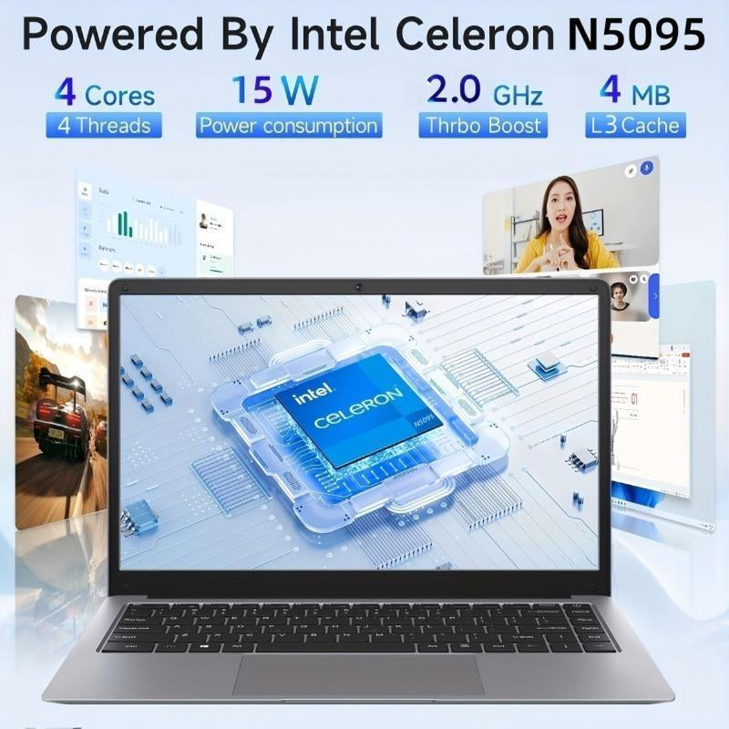 Ifacemall 15.6-Inch FHD Laptop | Intel N5095 Quad-Core Processor | 16GB DDR4 RAM | 512GB SSD | IPS FHD Display (1920X1080) | USB-C & HDMI Ports | Fingerprint Unlock | Portable Business Computer for Work, Student & Holiday Gifts(Silver，Rose Gold)