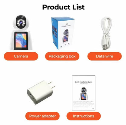 WAKADO 2K Video Call Security Camera Indoor, 2-Way Video, One-Touch Call, 360° Camera, Wifi Security Camera for Home Security