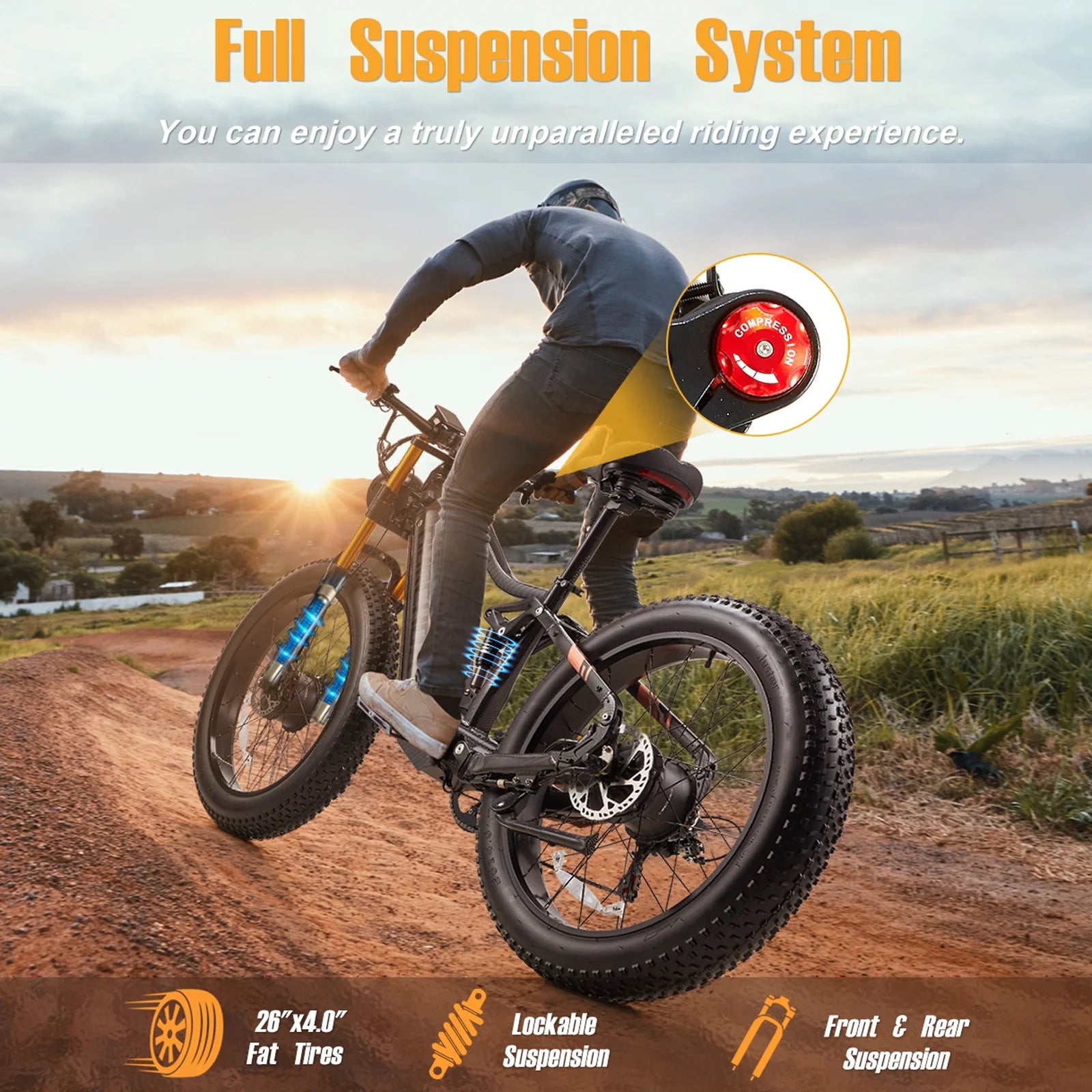 Dual Motors AWD 2000W Electric Bike for Adult 26'' UL2849 48V 30AH Removable Battery E-Mountain Bike 4.0 Fat Tire up to 35Mph&120Miles Long Range Off-Road Ebike Dual Hydraulic&Brakes Electric Bicycle