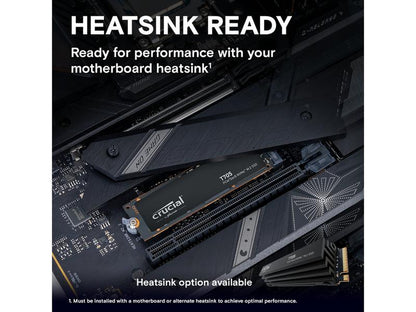 Crucial T705 1TB Pcie Gen5 Nvme M.2 SSD - up to 13,600 Mb/S - Game Ready - Internal Solid State Drive (PC) - +1Mo Adobe CC - CT1000T705SSD3