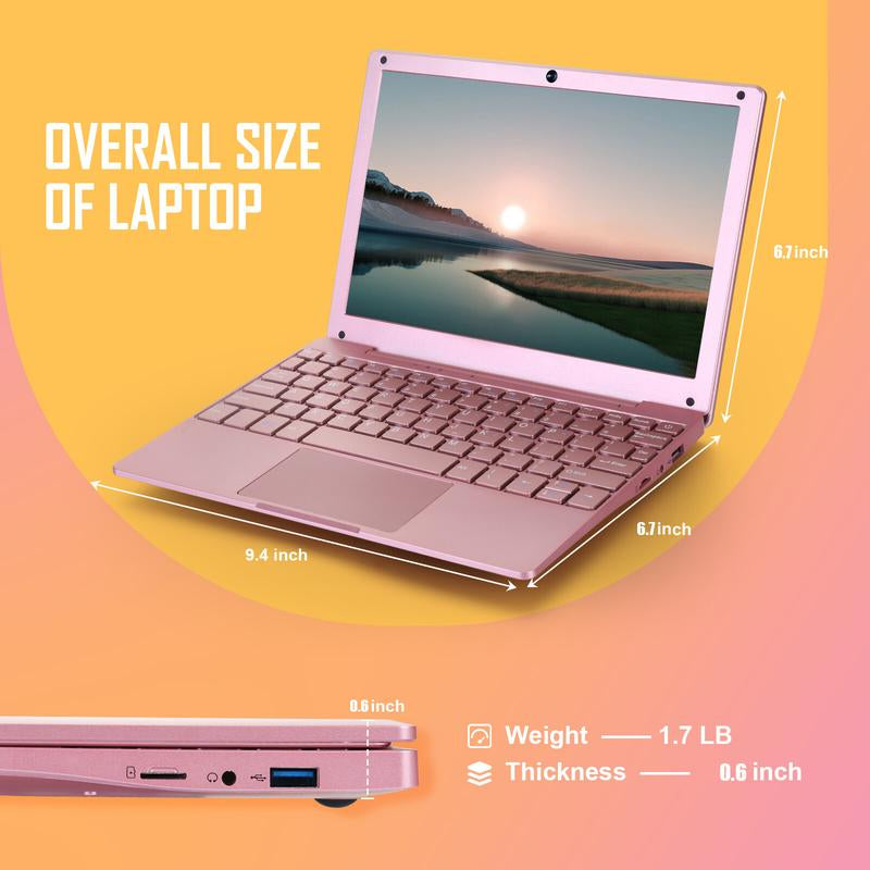 10'' Windows 11 Mini Laptop Computer 8GB+128GB Intel Celeron Quad-Core Processor