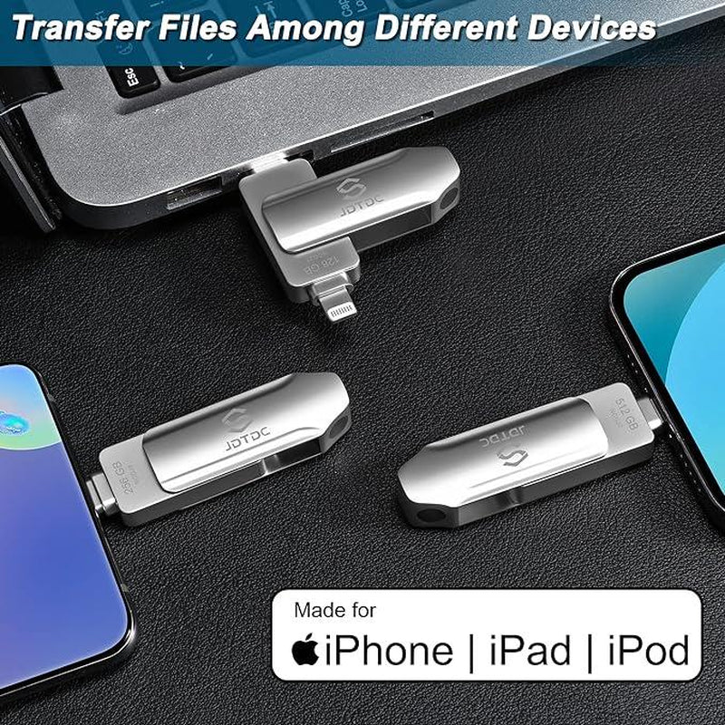 JDTDC Apple Mfi Certified Photo Stick for Iphone Ipad USB Flash Drive Thumb Drive for Iphone External Storage Ipad Lightning USB C Android Photo Stick External Memory Apple Photo Transfer Devices Backup Stick Harddrive Thumbdrive External Storage