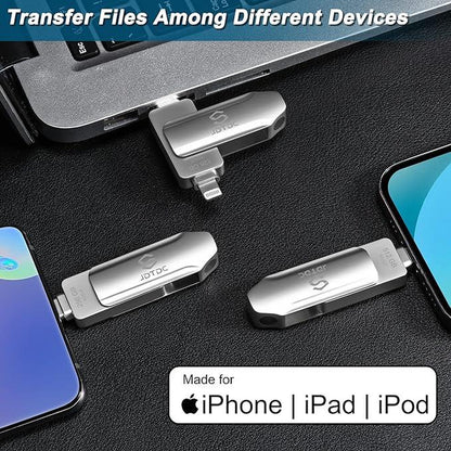 JDTDC Apple Mfi Certified Photo Stick for Iphone Ipad USB Flash Drive Thumb Drive for Iphone External Storage Ipad Lightning USB C Android Photo Stick External Memory Apple Photo Transfer Devices Backup Stick Harddrive Thumbdrive External Storage