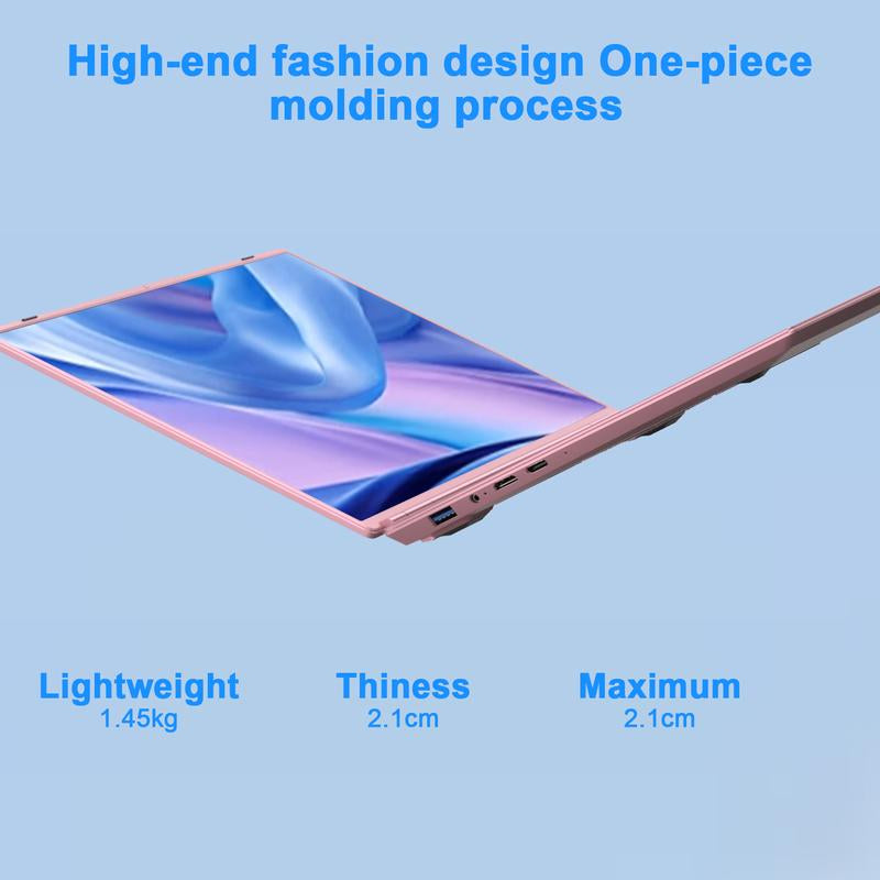 NOTODD 14 Inch Student and Business Laptop, Intel Quad-Core Processor, 8GB RAM+256GB SSD+1TB Expand, 1920X1200, 5G Wifi & Webcam, Windows11, Bundle with Silent Mouse, Blue/Pink Laptop, Lightweight, Back to School Gifts