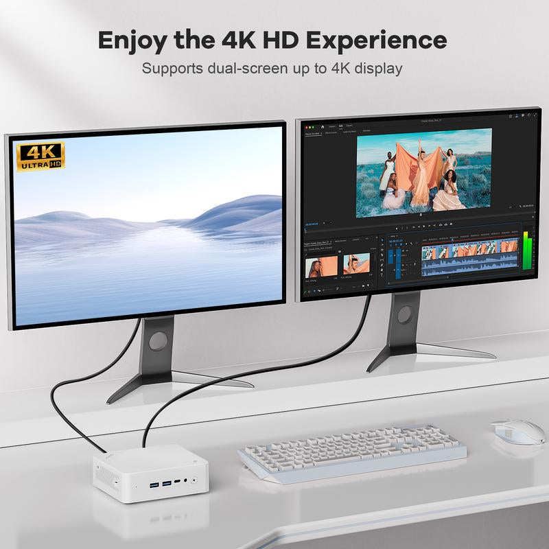 Nimo Mini PC Windows 11 Pro Intel 12Th Alder Lake N100 Quad-Core Processor (Up to 3.4Ghz) 8GB/16GB DDR4 128GB/256GB/512GB/1TB SSD 4K HD/USB 3.2/Wifi 6/BT 5.2/VESA/MINI PC for Home and School