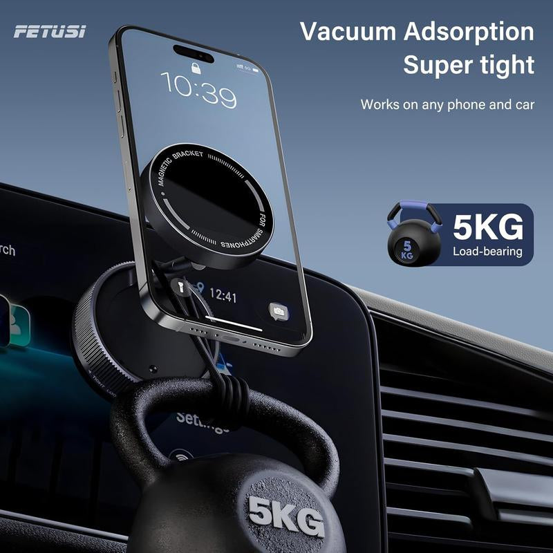 Phone Holder Car Super Strong Magnetic Car Mount - Magsafe Ready, Universal Fit (Works with Vacuum Magnetic Multi-Mount - for Car, Gym & Bathroom,360° Adjustable Universal Mount - for Car, Gym & Bathroom