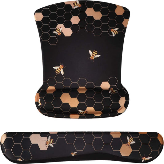 Mouse Pad with Wrist Rest, Keyboard Wrist Rest Mouse Wrist Rest, Made of Memory Foam, Easy Typing and Relieve Wrist Pain, Perfect for Computer Keyboard Office (A-Honeycomb)