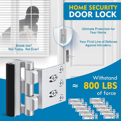Home Security Door Reinforcement Lock. Door Security Lock Withstand 800 Lbs for Inward Swinging Door