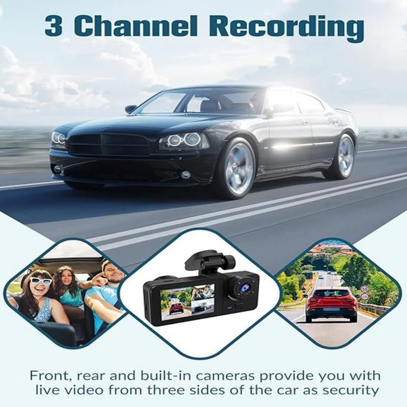 Dash Camera for Cars 1080P, 64GB Card, Dash Cam Front and Rear with Built-In Night Vision, 2.0'' IPS Screen, 170°Wide Angle, WDR, Parking Mode, Loop Recording