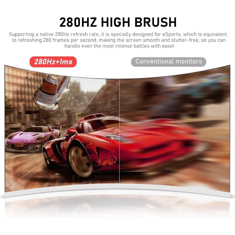27-Inch Curved Gaming Monitor, 1800R, 280Hz Refresh Rate, FHD 1080P, 1ms Response Time, FreeSync, 98% sRGB, 178° Viewing Angle, HDMI 2.0, DisplayPort