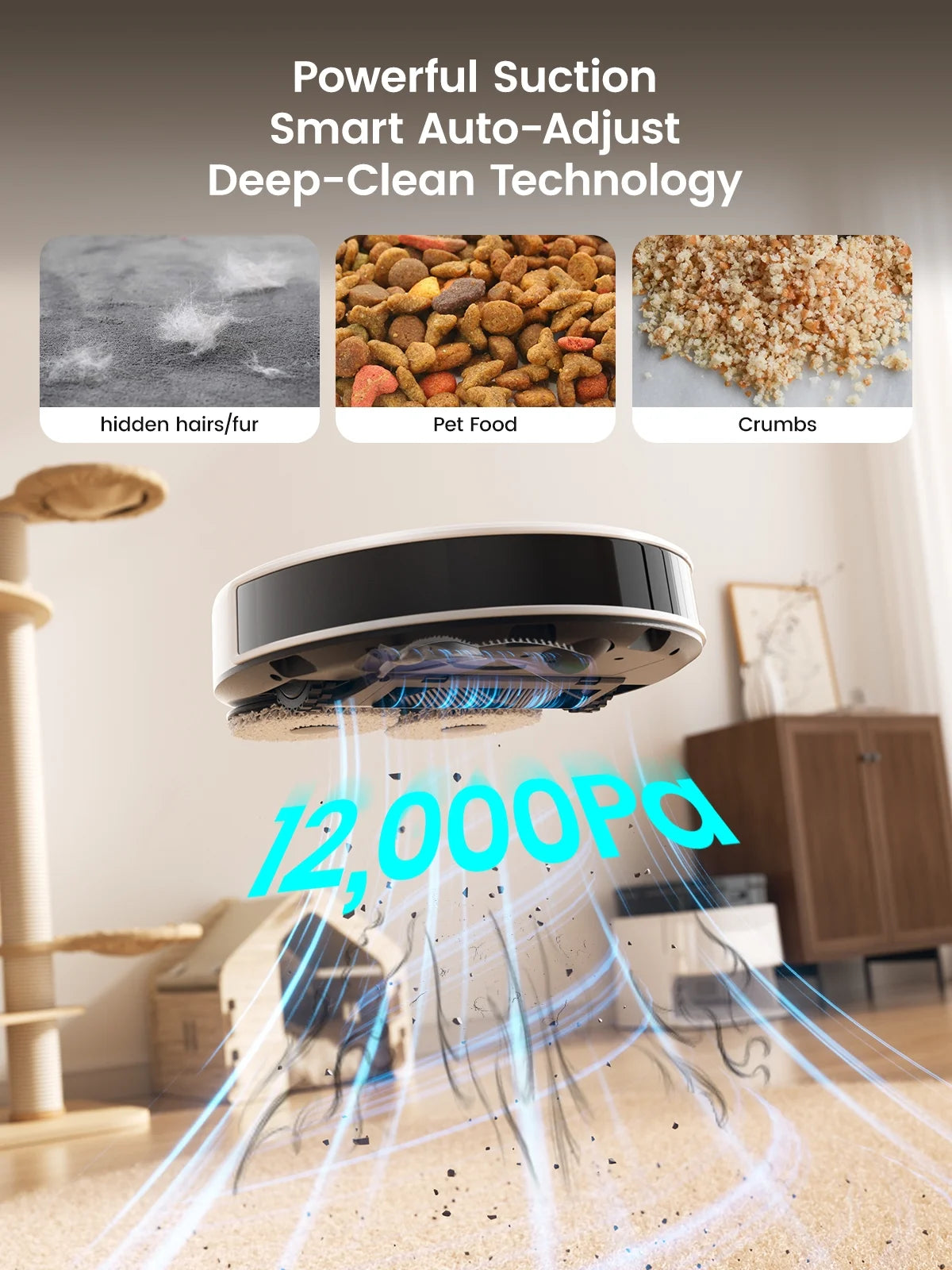 M3L Robot Vacuum and Mop, 12000Pa Suction, All-In-One Base Station, Anti-Tangle Brushes & Dual Spinning Mop, Self-Emptying & Refilling, LIDAR Navigation