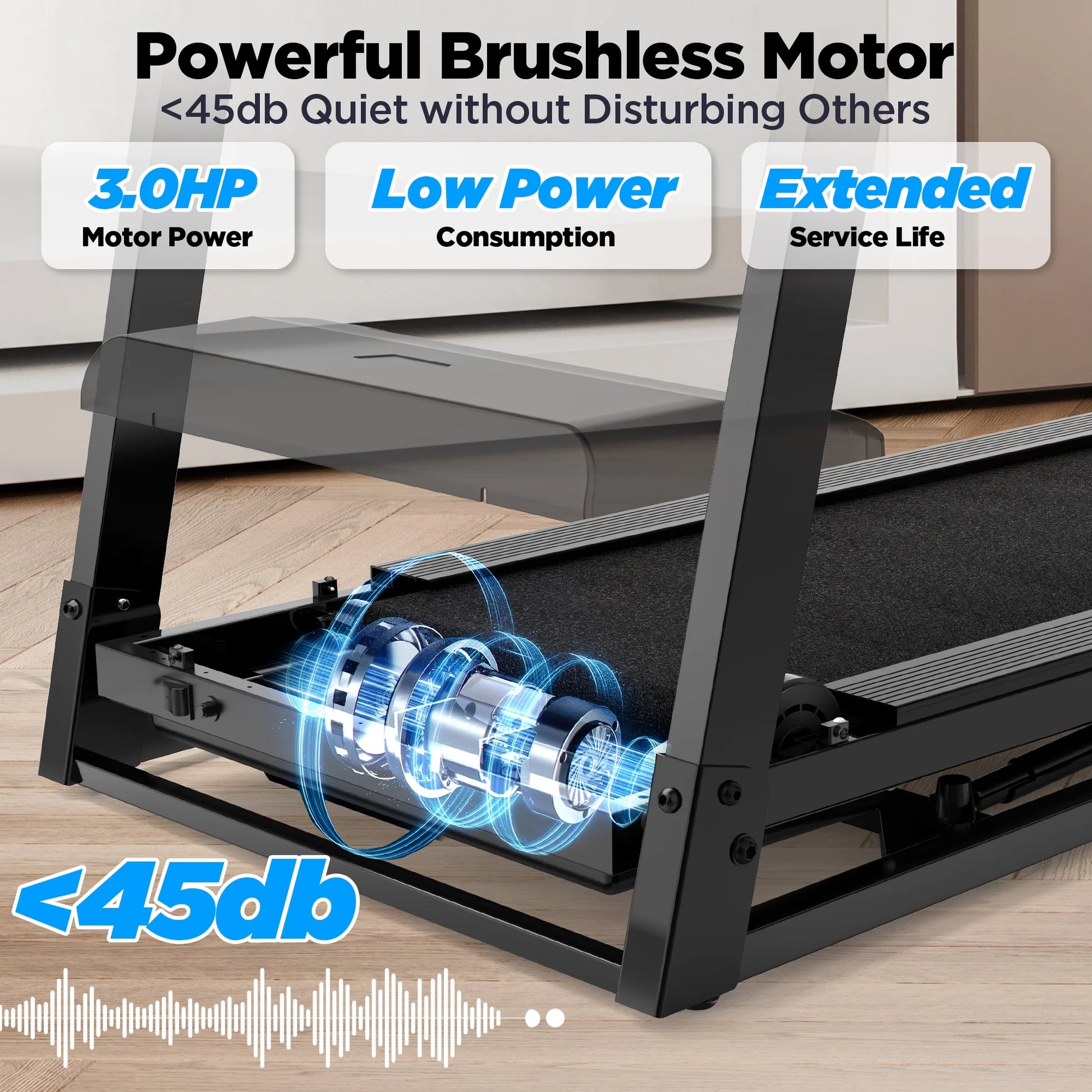 Folding Treadmill with Incline – 300 Lbs Capacity, Compact Electric Running Machine for Home, 3.25HP Quiet Motor, 0.6-7.5 MPH, APP Control, Adjustable Ipad Holder