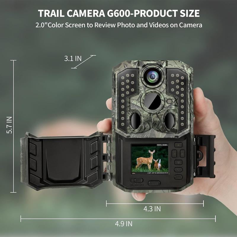 WOSPORTS 48MP 4K Trail Camera | Night Vision, IP66 Waterproof for Wildlife & Home Security