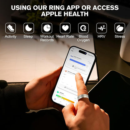Smart Health Ring X1 Kit - Advanced Sleep Tracking and Fitness Monitoring - Heart Rate Monitor - Up to 5 Days Battery Life - IP68 Waterproof - No Subscription Required for iOS and Android - Steel Color