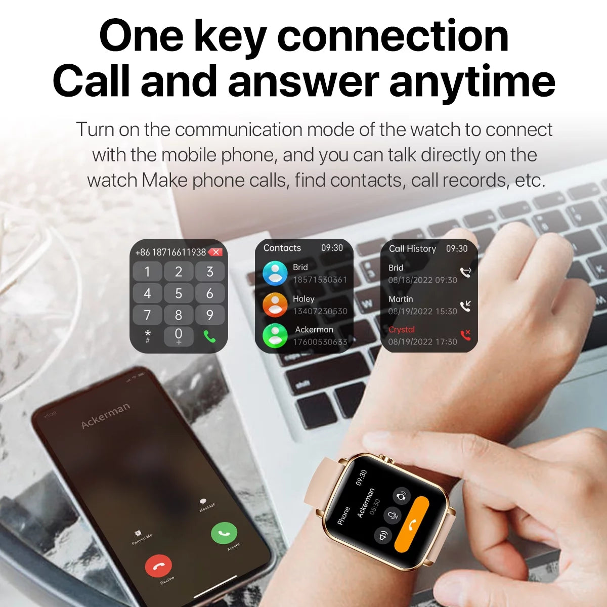 Smart Watches for Men/Women (Answer/Make Calls),Fashionable Sports Watch,Orange