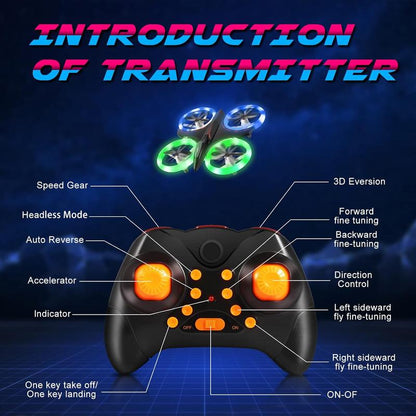 Mini Drone for Kids, LED RC Drone, Remote Control RC Quadcopter, with 360° 3D Eversion and Throwing Flight Function, Gift/Toys for Boys & Girls
