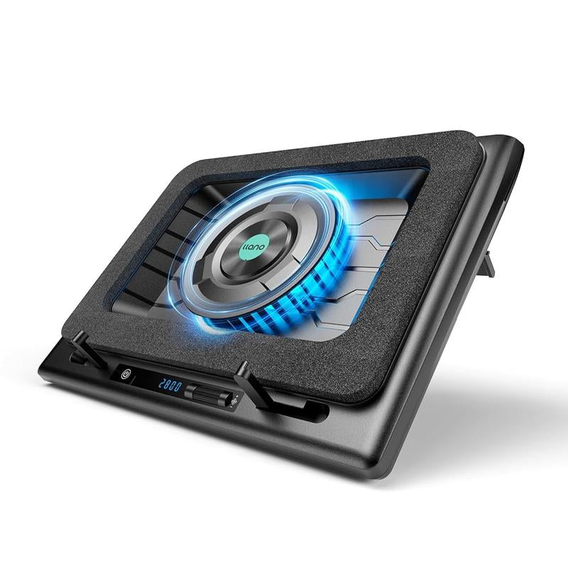 【Limited Time】Llano RGB Laptop Cooling Pad, Gaming Laptop Cooler with Powerful Turbofan, Fast Cooling Laptop 15.6-21In, Adjustable Speed, Touch Control, LCD Screen