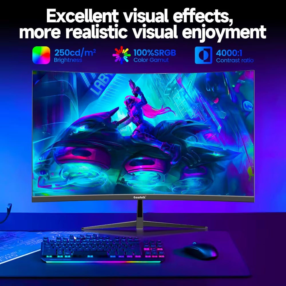 Professional 1800R Curved Gaming Monitor - 165Hz/180Hz VA Screen for Home, Office, and Dormitory Use
