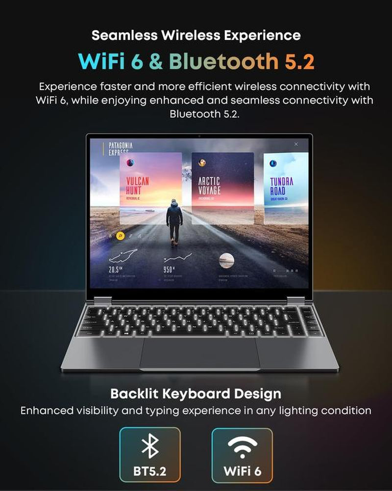 Discover the CHUWI Freebook 2-In-1 Laptop: 13.4" Touchscreen, 12GB RAM, 512GB SSD, Intel N150 Powerhouse with Stunning 2K Display and Versatile Design