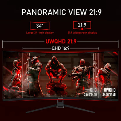 34-Inch Ultra-Wide Curved Gaming Monitor with 4K UHD Resolution, 165Hz Refresh Rate, and 1500R Curvature