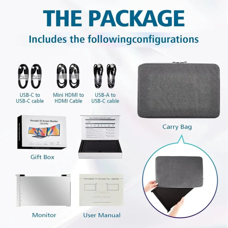 15.6 Inch Extended Portable Triple Monitor for Laptop Double Screen