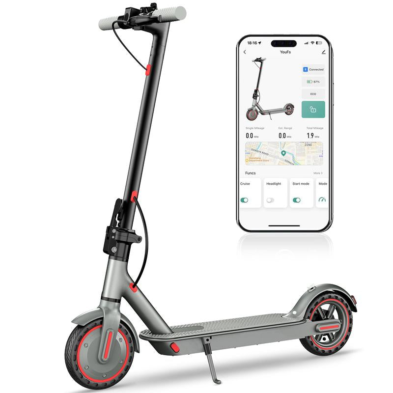 D8 Pro Electric Scooter 350W Brushless Motor 19MPH Top Speed 7.8Ah Battery Long Range Commuting Scooter 8.5" Solid Tires Foldable Portable Front and Rear Lights APP Smart Control Max Load 265Lbs