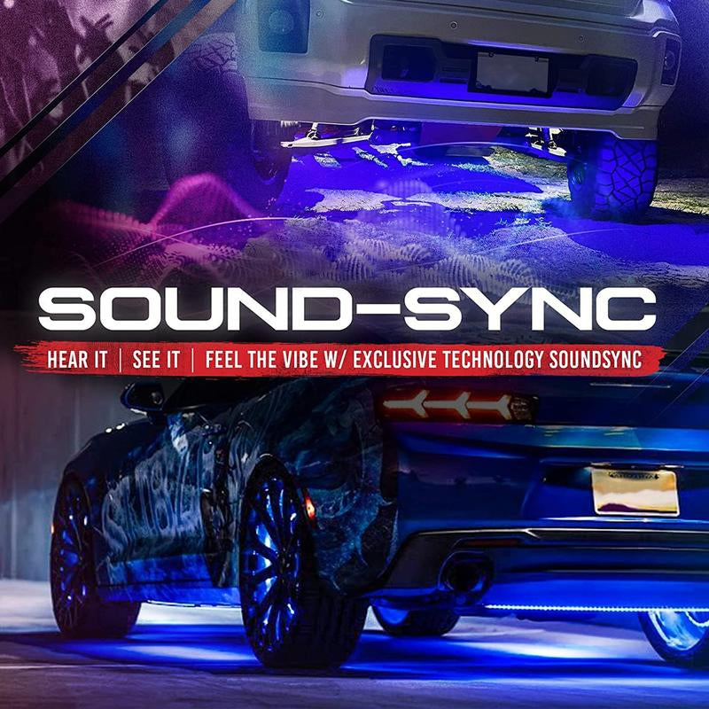 DIBMS 4 PCS Universal Underglow LED Lights Kit for Car with APP & Remote Control, RGB Multicolor Modes, Music Sync, Waterproof Light Bar, Exterior Neon Accent Underbody LED Lighting Kit Singing Lights Cars Underglow Neon Tubes