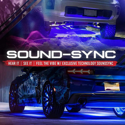 DIBMS 4 PCS Universal Underglow LED Lights Kit for Car with APP & Remote Control, RGB Multicolor Modes, Music Sync, Waterproof Light Bar, Exterior Neon Accent Underbody LED Lighting Kit Singing Lights Cars Underglow Neon Tubes