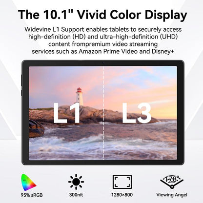 2025 Tablet, Android 14 OS, 10.1-Inch Display with Rechargeable Stereo Speaker Audio Dock, HD IPS Touchscreen, Octa-Core Processor, 14GB RAM + 64GB Storage (Expandable up to 1TB), Wi-Fi 6, Bluetooth 5.3, Dual Cameras, Google Tablet.