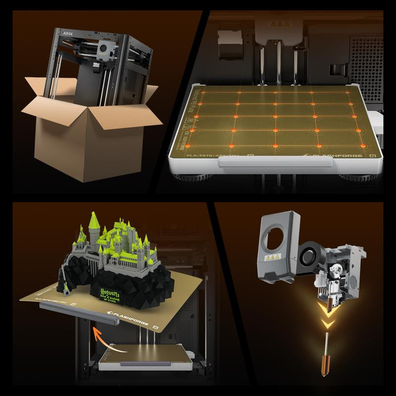 Flashforge AD5X 3D Printer Multi-Color with Display Screen, High Speed 600Mm/S, 1 Count, Black