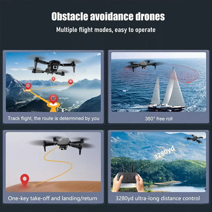 4K HD Dual Camera Foldable RC Drone with WiFi FPV and Four Batteries - Black