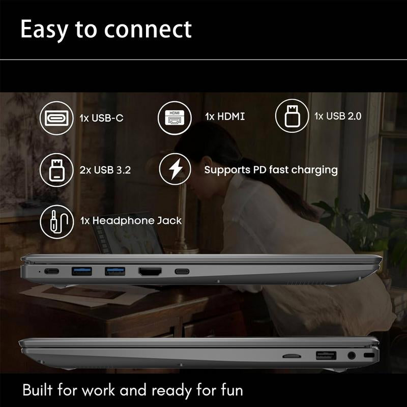 15.6 Inch Business Laptop Notebook PC CPU AMD 3020E 8GB RAM 256GB SSD Storage Fingerprint Recognition Backlit Keyboard & Mini Hdmi Computer