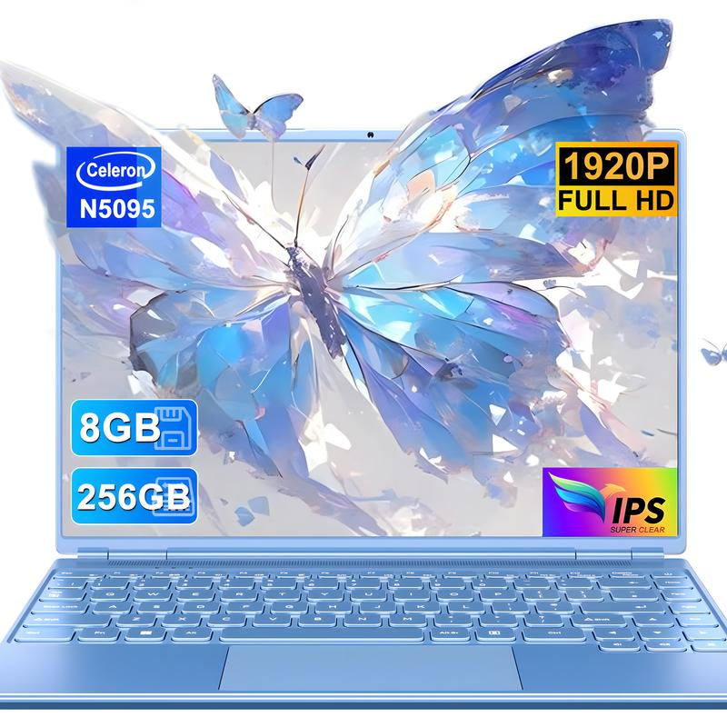 NOTODD 14 Inch Student and Business Laptop, Intel Quad-Core Processor, 8GB RAM+256GB SSD+1TB Expand, 1920X1200, 5G Wifi & Webcam, Windows11, Bundle with Silent Mouse, Blue/Pink Laptop, Lightweight, Back to School Gifts
