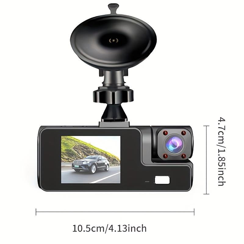 Three-Channel Car Camera, 2 Inch IPS Screen, Wide Angle Car Dash Cam with Infrared Night Vision, Car Dvr Camera, Camera Security, Car Dash Cam, Car Dash Cam with 32Gb Memory Card, Car Wide Angle Video Surveillance, Car Electronics