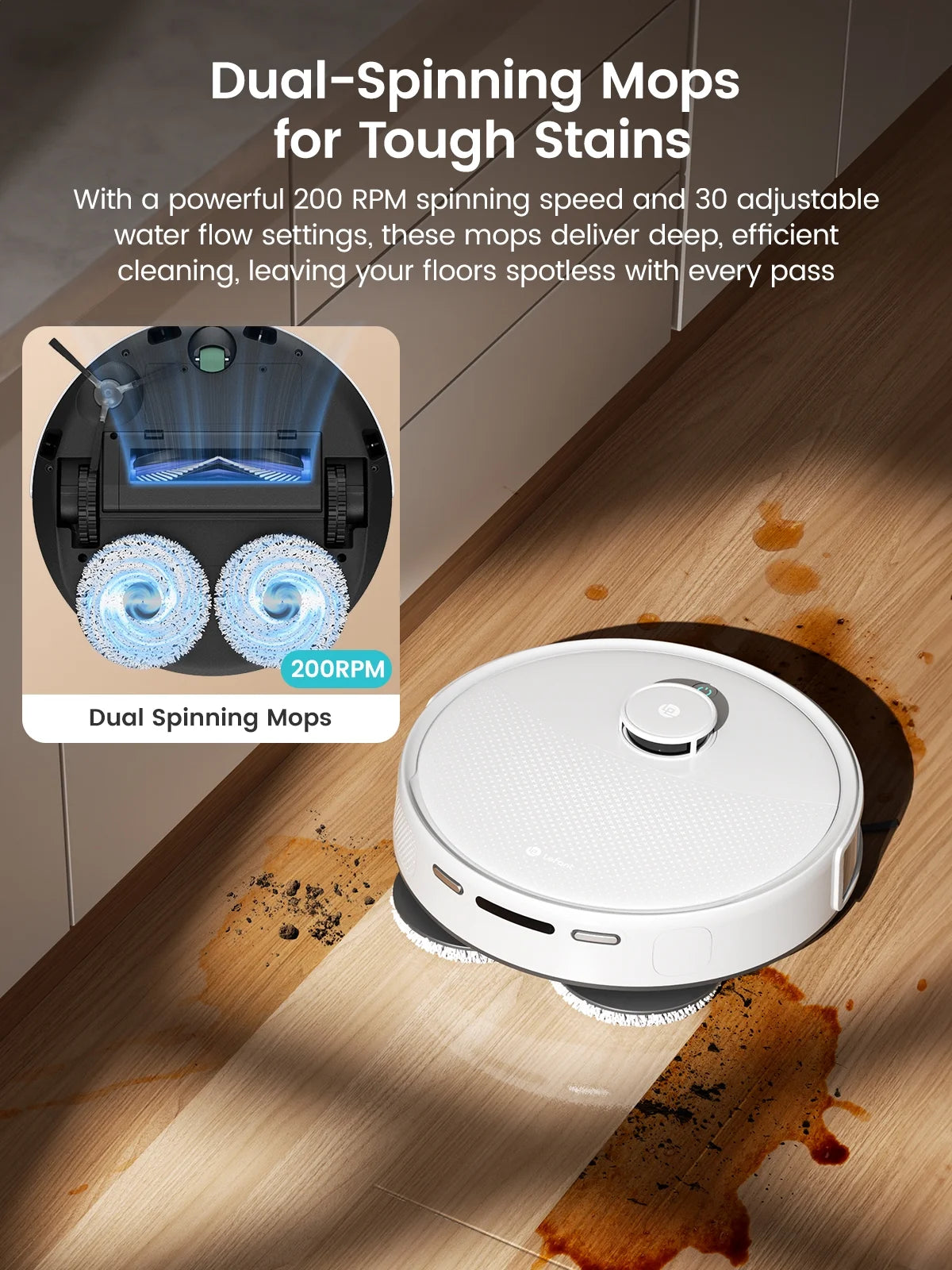 M3L Robot Vacuum and Mop, 12000Pa Suction, All-In-One Base Station, Anti-Tangle Brushes & Dual Spinning Mop, Self-Emptying & Refilling, LIDAR Navigation