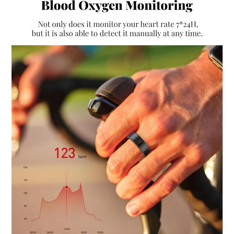 Smart Ring with Health Tracking, Multisport Modes - Ultra Waterproof IP68, 7 Days Life, Ideal Gifts - App Compatible Android Ios Metal Wearable