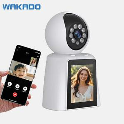 WAKADO 2K Video Call Security Camera Indoor, 2-Way Video, One-Touch Call, 360° Camera, Wifi Security Camera for Home Security
