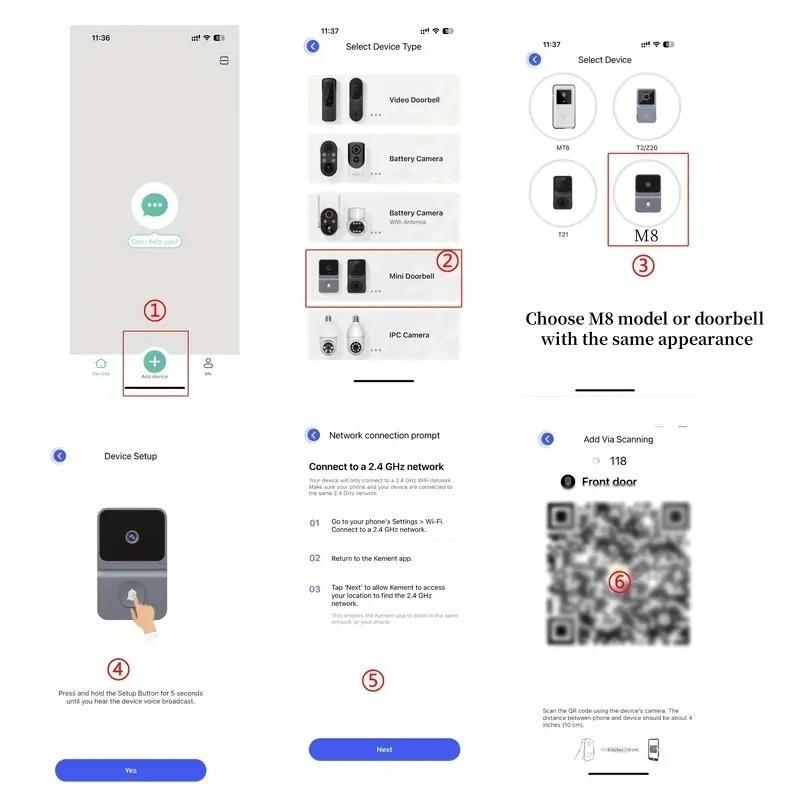 Wireless Doorbell Camera, Rechargeable 2.4G Wifi Smart Visual Doorbell, Home Security Doorbell with Night Vision & Voice Changing, Security System Monitoring