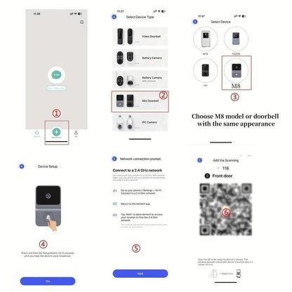 Wireless Doorbell Camera, Rechargeable 2.4G Wifi Smart Visual Doorbell, Home Security Doorbell with Night Vision & Voice Changing, Security System Monitoring