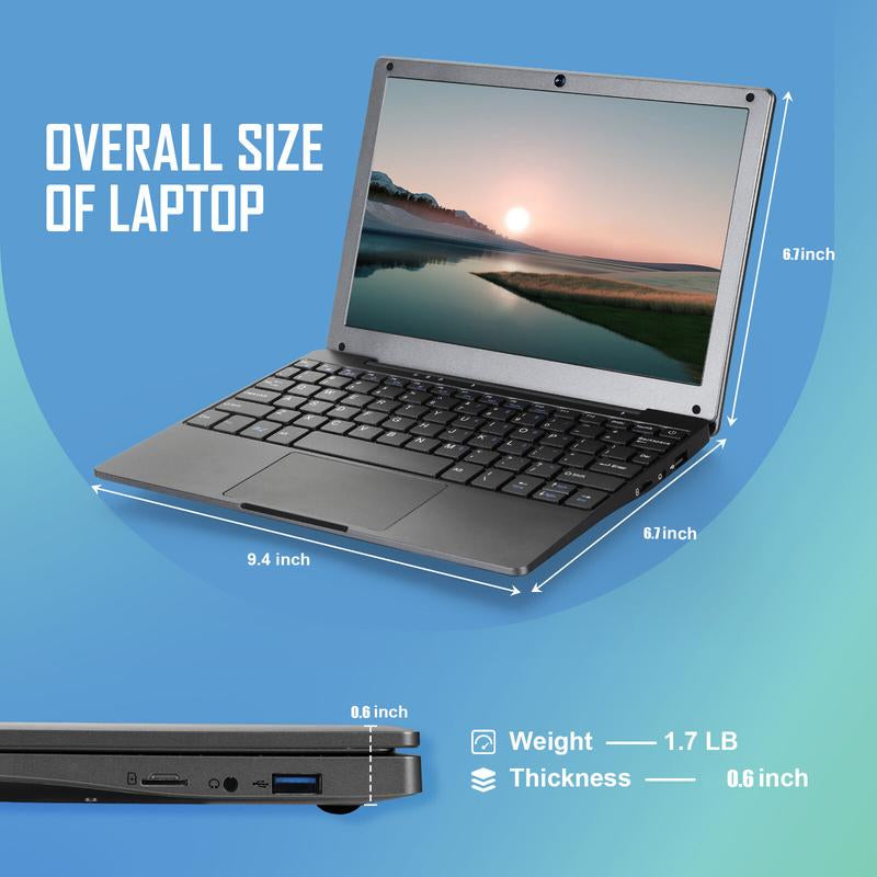 10'' Windows 11 Mini Laptop Computer 8GB+128GB Intel Celeron Quad-Core Processor