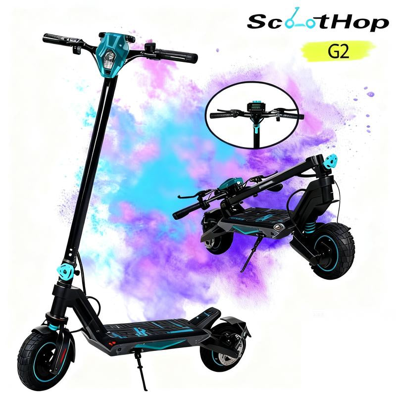 Scoothop G2-Pro Electric Scooter for Adults 800W Brushless Motor 10" Off-Road Tires 31-34 Miles Range Foldable Commuter E-Scooter with LED Display & Dual Braking System 48V 13AH/20AH Batteries 34MPH Speed