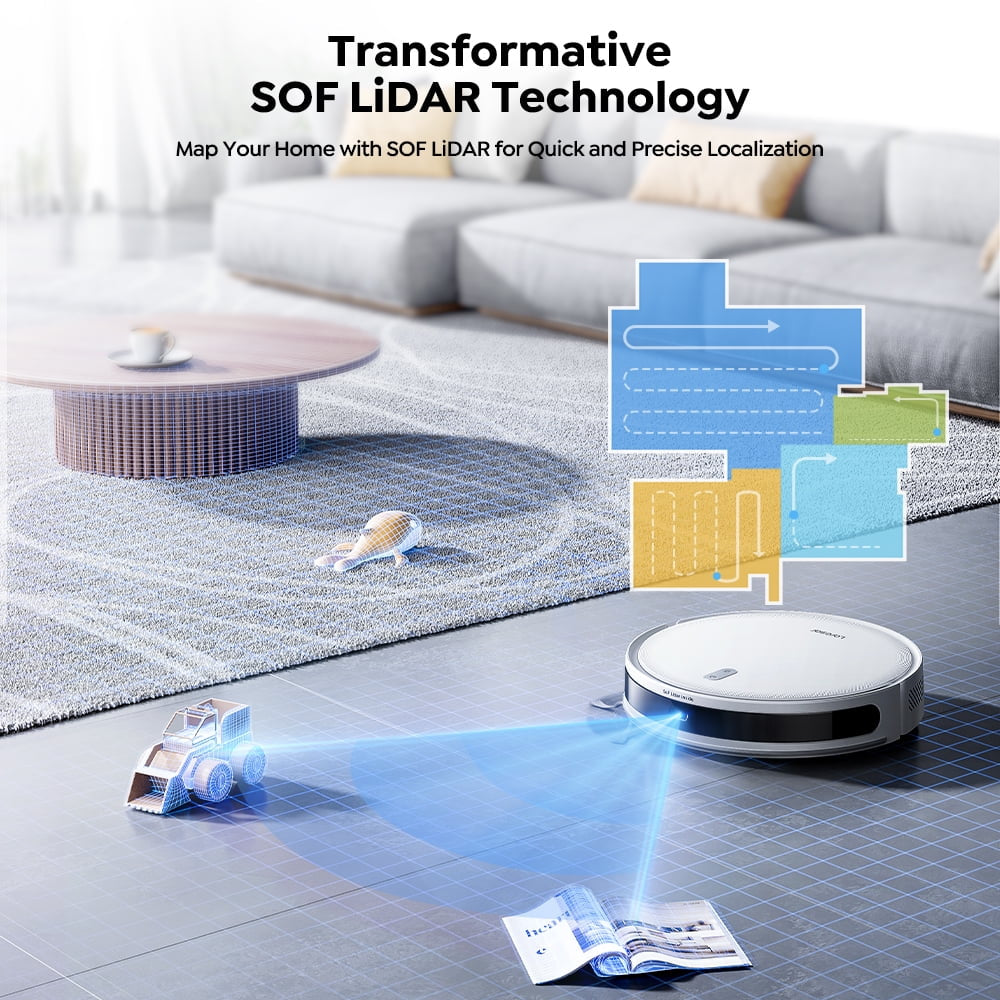 L10 Robot Vacuum Cleaner Lidar Navigation, 6500Pa 180Min Smart Robot Vacuum and Mop Combo, App/Alexa Control, for Carpet Pet Hair Hard Floor