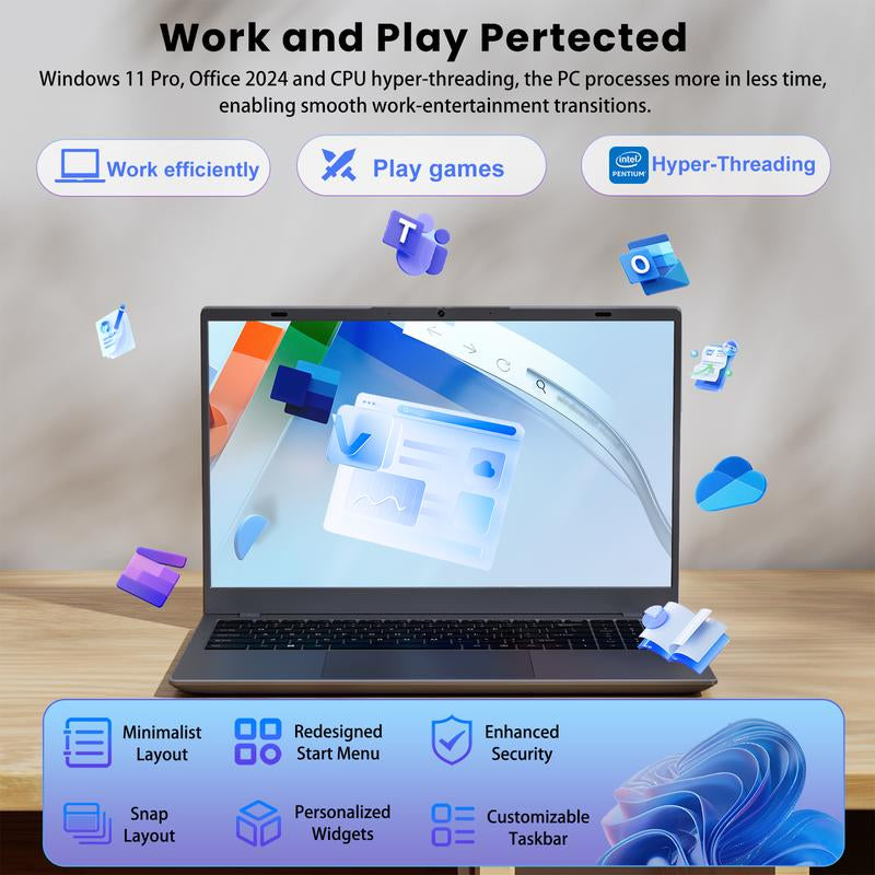 14/15.6-Inch Laptop Computer Intel Pentium Gold 6500Y Dual-Core Processor 8GB/16GB/32GB RAM 256GB/512GB/1TB SSD Rom,Suitable for Student Study＆Business Office,Suitable for Photoshop and Editing