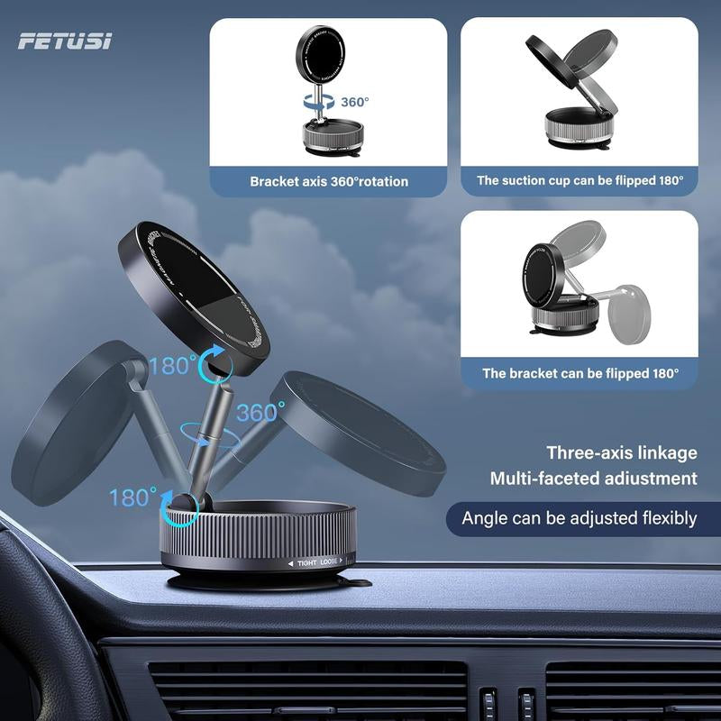 Phone Holder Car Super Strong Magnetic Car Mount - Magsafe Ready, Universal Fit (Works with Vacuum Magnetic Multi-Mount - for Car, Gym & Bathroom,360° Adjustable Universal Mount - for Car, Gym & Bathroom