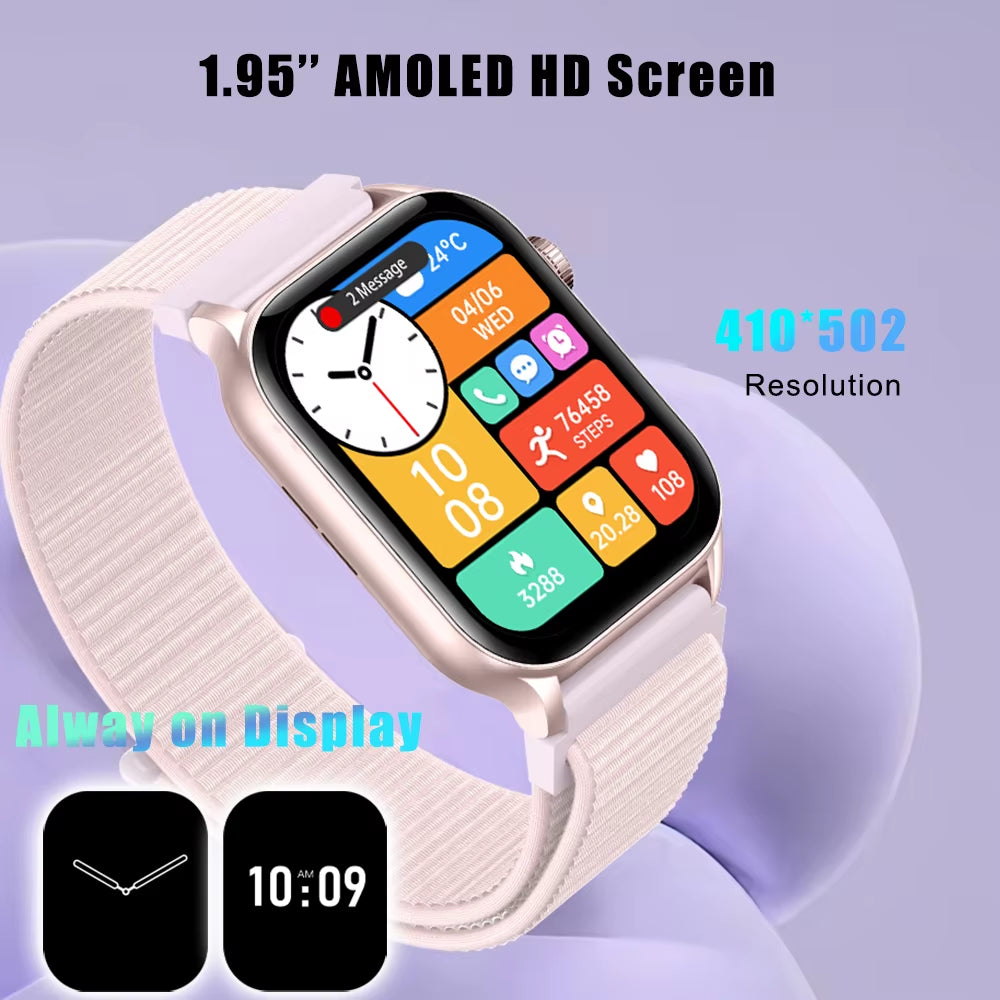 AMOLED Smart Watch with Bluetooth Calling, LED Flashlight, 100+ Sports Modes, Customizable Dial, and Camera Control for Men and Women