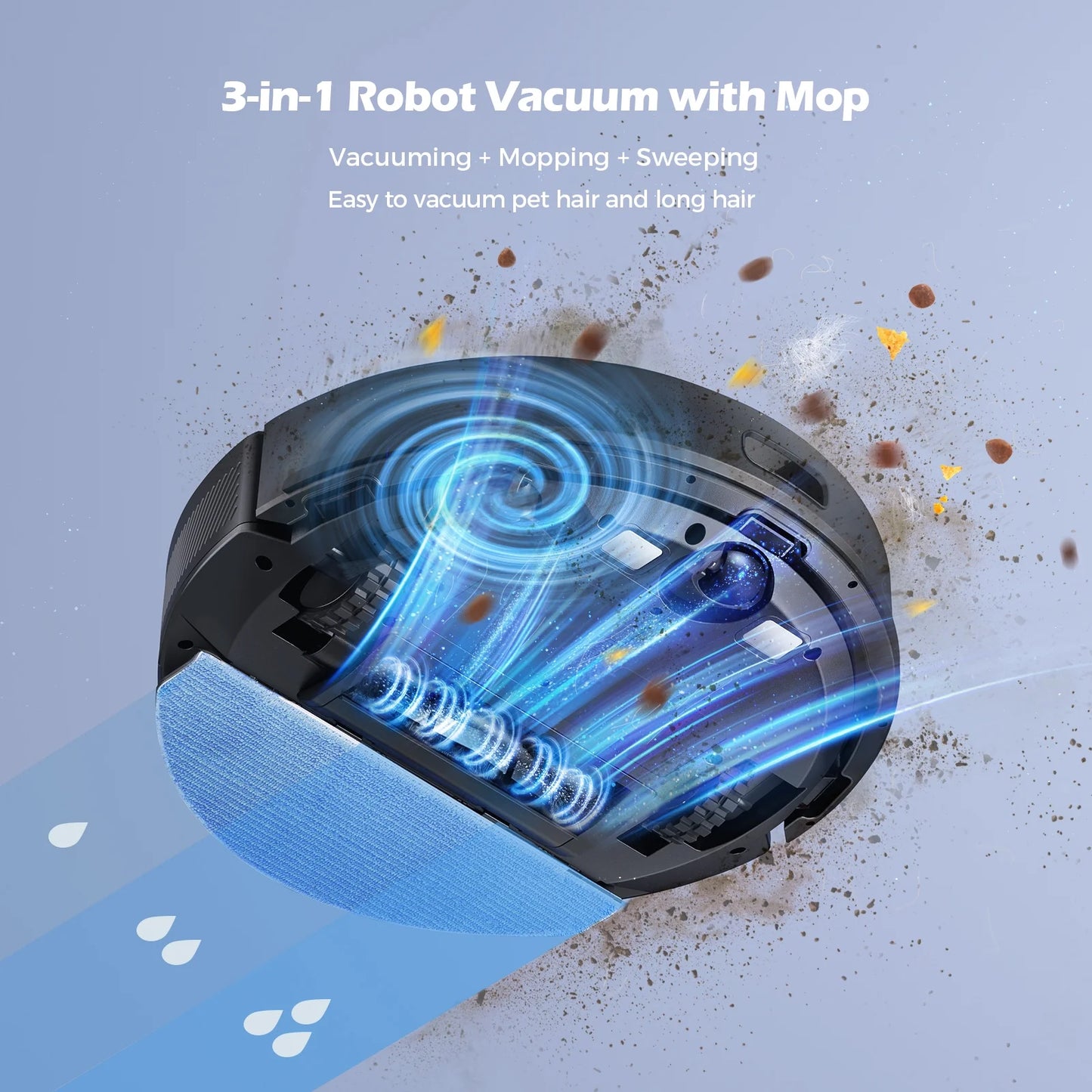 Robot Vacuum Cleaner and Mop Powerful 4000Pa under 55 Db Robotic Vacuum Sweeper Perfect for Pet Hair Carpets Hard Floor,Model SL68