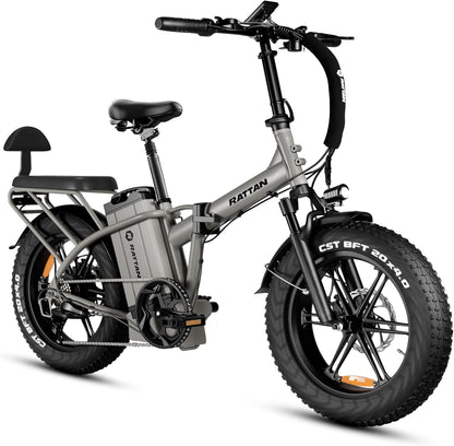 Rattan LM/LF Ultra Electric Bike - 1800W Foldable Fat Tire e-Bike | 120-Mile Range, 33 MPH, Two-Seater | Premium Hydraulic Brakes & 40.5Ah Battery