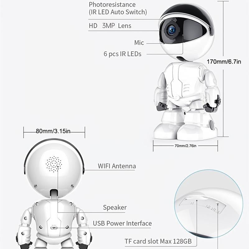 3MP Home Security Indoor Camera with Motion Detection and AI Human Detection Cable