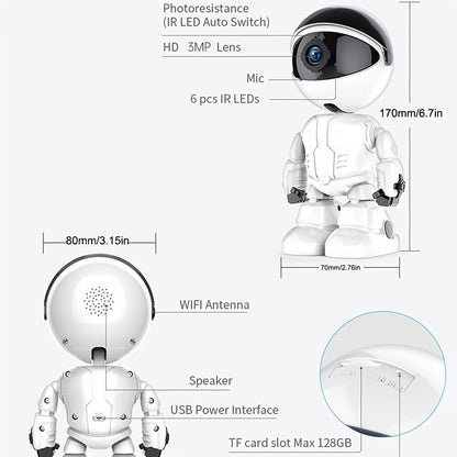 3MP Home Security Indoor Camera with Motion Detection and AI Human Detection Cable